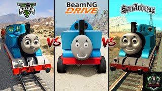 GTA 5 THOMAS TRAIN VS GTA SAN ANDREAS THOMAS TRAIN VS BEAMNG THOMAS TRAIN  WHICH IS BEST [upl. by Hanah]