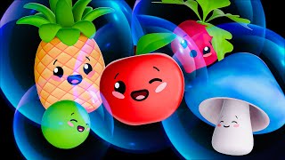 Bubble Park Party 🫧 Dancing Fruit amp Veggies Visual Stimulation Baby Sensory Video [upl. by Atnomed]