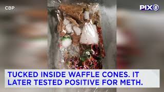 Nearly 40000 of meth found inside candy waffle cones in Houston airport CBP [upl. by Yhpos]