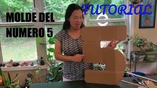 Molde del numero 5 con carton Como dibujarlo para hacer una piñata en 3D TUTORIAL [upl. by Dacey]