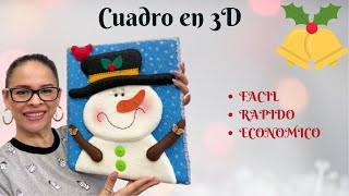 Como Hacer un cuadro en 3D con muñeco de nieve facil y rapido con moldes [upl. by Zeuqcaj]