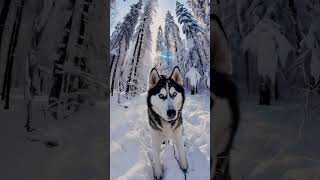 Alaskan Husky In Snow Forest Alaskan husky husky animal wildlife dogs dog breed ai [upl. by Anirehc]