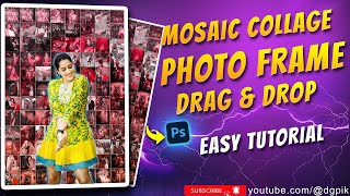 Mosaic collage Photo Frame Design Using Photoshop Tutorial  UrduHindi  Mosaic Collage PSD Free [upl. by Quincy]