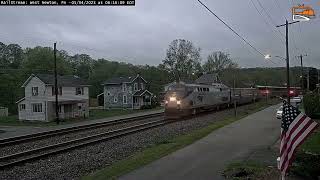 Amtrak 142 leads AMTRK 30 in West Newton PA [upl. by Stefa419]