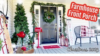 Christmas Farmhouse Front Porch Decor 2023 Decorate my farmhouse front porch with me for Christmas [upl. by Eniarral]