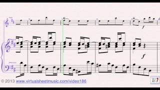 Johann Sebastian Bach Badinerie from Suite No2 for Flute and Piano sheet music  Video Score [upl. by Ecnahoy739]