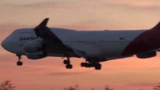 Qantas Boeing 747 at Manchester Airport HD [upl. by Lhadnek]