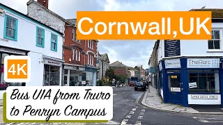 Bus U1A from Truro railway station to Penryn Campus  4K live 🚌 🏘️ [upl. by Galloway]