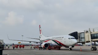 Biman Bangladesh Airlines was welcomed with the customary water cannon salute today 16122023 [upl. by Lawford]