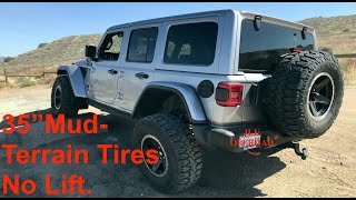 Jeep JLU Rubicon With 35quot LT31570R17 Milestar Patagonia MT Tires [upl. by Jarid]