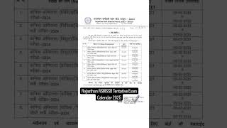 Rajasthan RSMSSB Tentative Exam Calendar 2025 rsmssb Rajasthan examdate sarkariresult [upl. by Parsifal382]