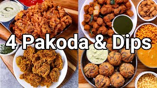 4 Must Try Vegetable Pakora amp Flavoured Dip Recipes  Street Style Veg Pakoda amp Chutney Recipes [upl. by Eussoj987]