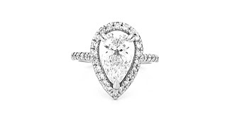 14K Gold 200 Carat Pear Lab Grown Diamond Prong Setting Engagement Ring with Halo [upl. by Nairolf]