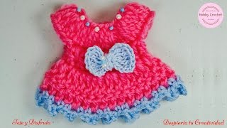 Souvenir a crochet para baby shower vestidito paso a paso [upl. by Ahsilaf]