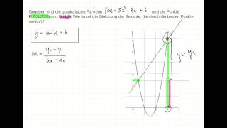 Sekantengleichung durch zwei Punkte einer Parabel aufstellen [upl. by Novla]
