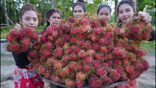 Fresh Rambutan fruit cook dessert recipe and eat  Amazing video [upl. by Enowtna619]