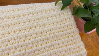 How to Crochet for Beginners How to Crochet a Blanket 1 Fast Stitch ☕ Written pattern Below [upl. by Ecylahs]