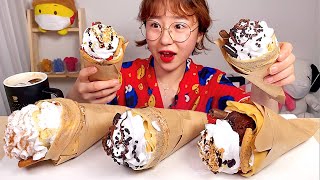 누텔라 생크림 크레페 오레오 치즈케이크 브라우니 로투스 크레페 디저트 먹방 Dessert Mukbang [upl. by Atte]