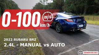 2022 Subaru BRZ manual vs auto 0100kmh amp engine sound [upl. by Ailsa109]