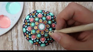 How To Paint Dot Mandalas VERY BEGINNERS STONE Handmade stone Step by Step Tutorial [upl. by Dinnage]