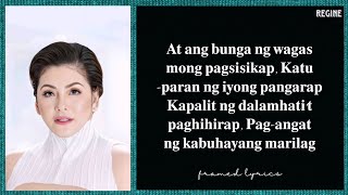 Regine Velasquez  Lipad Ng Pangarap Lyrics Framed Pira Pirasong Paraiso OST [upl. by Netsoj]