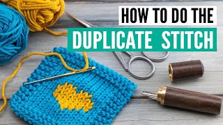 How to do the duplicate stitch in knitting for stockinette stitch amp garter stitch [upl. by Andi106]