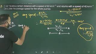 Q3 motion class 9th physicsA car travels a certain distance at a speed of 50 kmh and returns with [upl. by Rollo649]