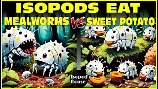 Isopods Eat Mealworms amp Sweet Potato In Isopod House Terrarium  4K [upl. by Atilrahc]