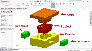 SolidWorks Mold Design  SolidWork Basket mold Tutorial [upl. by Cleopatra]