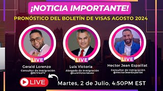 ¡LIVE PRONÓSTICO BOLETÍN DE VISAS AGOSTO 2024  EXPLICACIÓN COMPLETA [upl. by Aniweta]