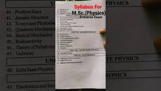 Syllabus For MScPhysics Entrance ExamMScphysicssyllabusEntranceExamCUET26042023 [upl. by Lord]