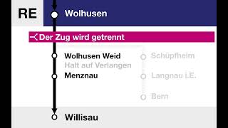 BLS Ansage • RES7 • Wolhusen weiter als S7 nach Willisau D F E [upl. by Casavant]