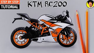 How to Draw KTM Bike Step byStep for Beginners  KTM RC200 Drawing  Bike drawing [upl. by Aicul]