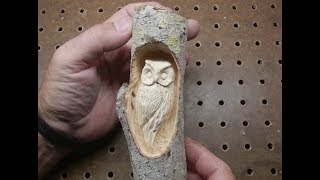 Carving a small Owl with Foredom and Dremel [upl. by Eixor]