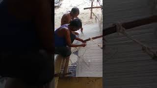 Cotton Punja Dhurrie Weaving on Flat Weave Loom [upl. by Kauslick]