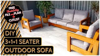 DIY 311 Seater Outdoor Sofa Free SketchUp Plan  Cut List [upl. by Dennet449]