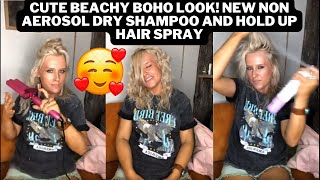 Cute beachy boho look New Non aerosol dry shampoo and hold up hair spray Coverage with Kisha Royse [upl. by Shutz]