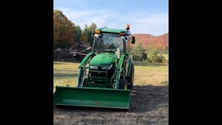 John Deere 3046r Cab tractor Doing Snowmobile Trail Work [upl. by Yrehcaz]