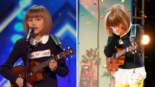 Ukulele Player 12YearOld Called the Next Taylor Swift Wins Golden Buzzer With Her Original Song [upl. by Koralie994]