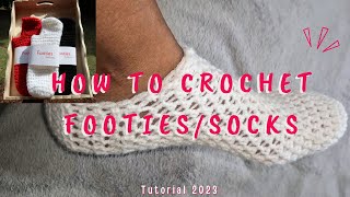 Crochet Footies Tutorial  How To Crochet Socks [upl. by Gotcher883]