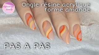 Ongle résine acrylique Pas à pas forme amande et nail art rapide [upl. by Page]