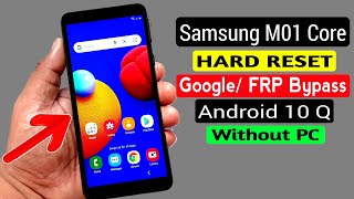 Samsung M01 Core Hard Reset amp GoogleFRP Bypass ANDROID 10 Q Without PC [upl. by Carley]