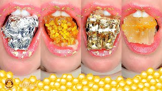 ASMR HONEYCOMB SATISFYING STICKY CLOSE EATING SOUNDS GOLD SILVER LEAF SPRINKLES MUKBANG [upl. by Doowyah960]