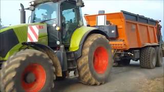 Epandage de chaux 2X Claas Axion 850  epandeur Panien [upl. by Kappenne660]