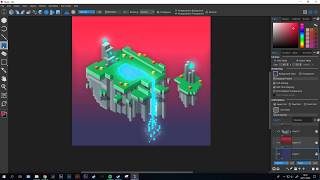 Speedpaint Marmoset Hexels 3 Magical Floating Island Tile [upl. by Nho]