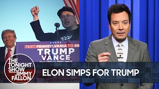 Elon Musk Simps for Trump at Rally Kamala Harris Joins the Daddy Gang  The Tonight Show [upl. by Wheaton414]