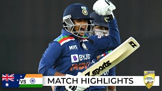 India end Aussies worldrecord ODI streak in thriller  Third ODI  Australia v India 2021 [upl. by Ekihc]