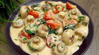 Sehr einfach und lecker Gebratene Champignons in Frischkäsesauce mit Tomaten [upl. by Plante]