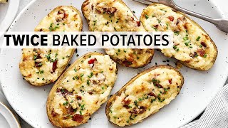 TWICE BAKED POTATOES  Potatoes with a Cheesy Bacon and Chive Filling [upl. by Liana]