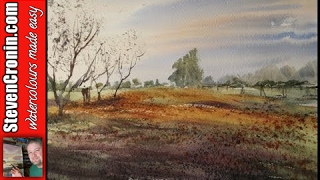 How to paint a simple meadow with watercolours [upl. by Seedman]